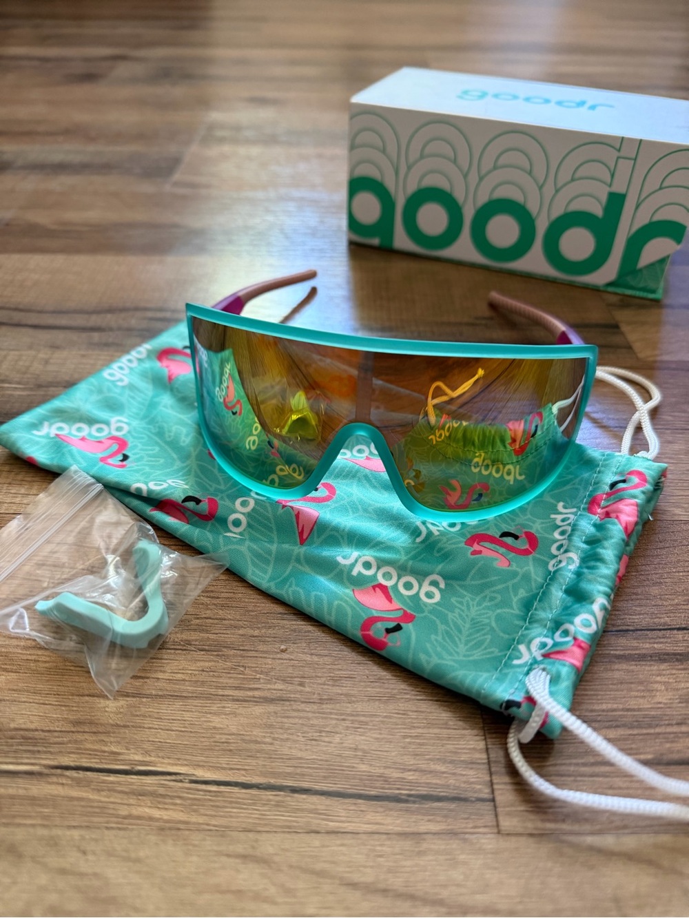 goodr Turquoise & Pink Shield Sunglasses - Picture 3 of 10